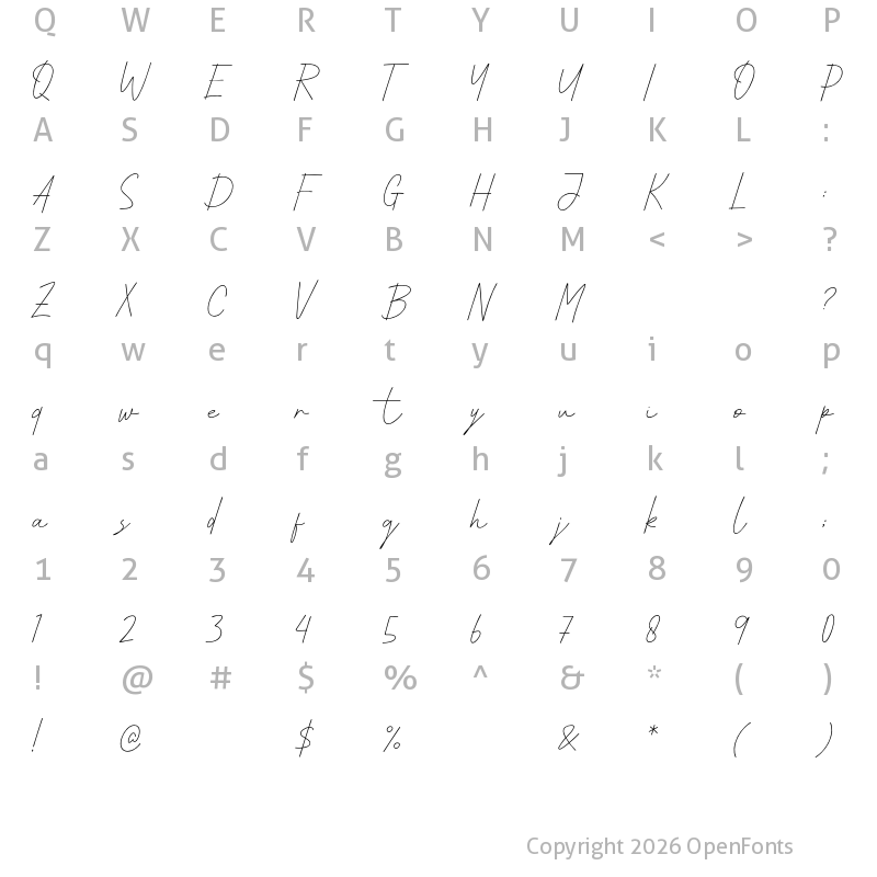 Character Map of Olatte Regular