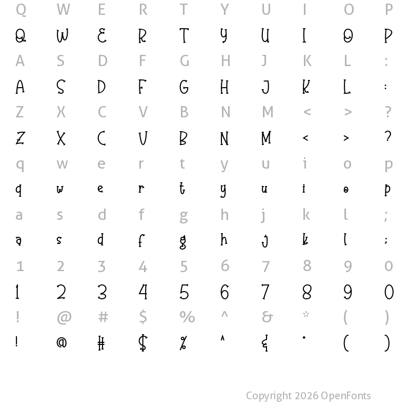 Character Map of Olaugh Bold