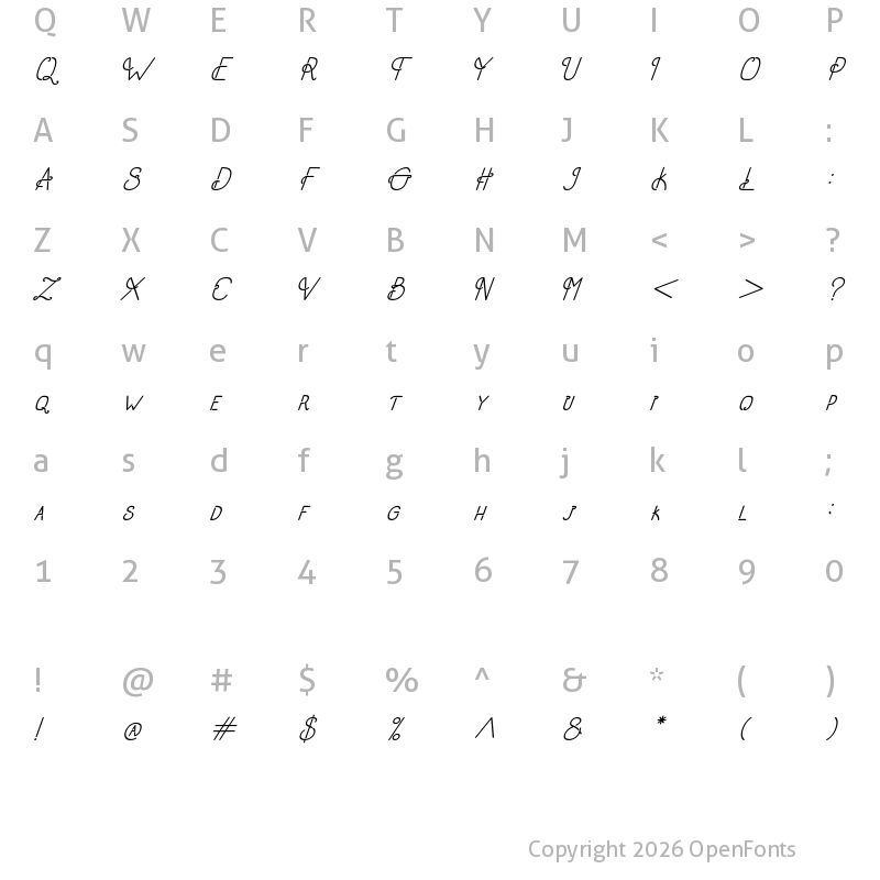 Character Map of Old Alpha Italic Italic