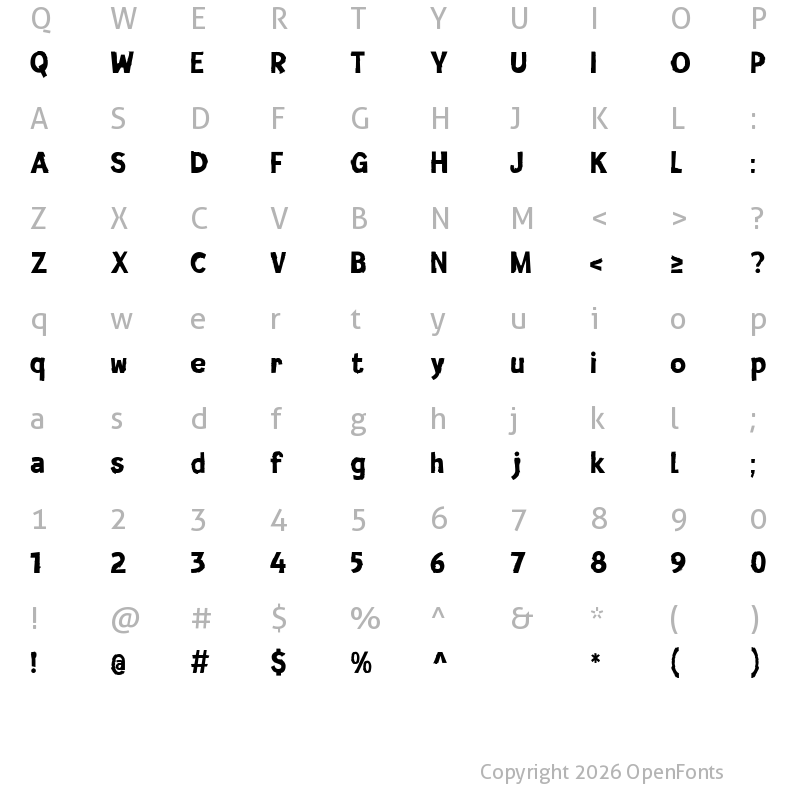 Character Map of Old Boots Regular