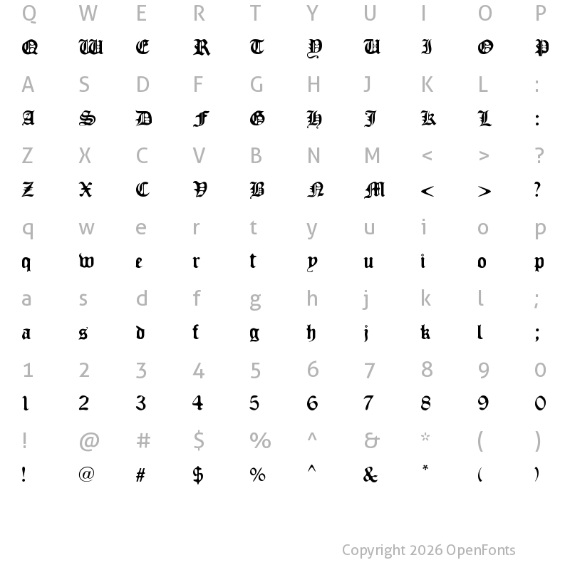 Character Map of Old Europe Regular
