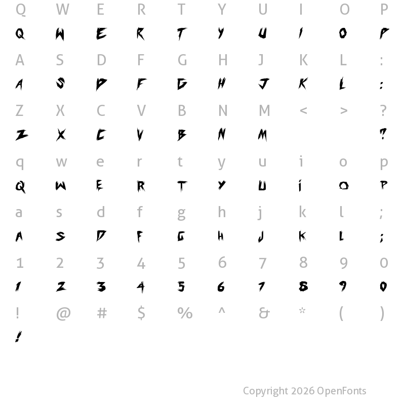 Character Map of old evils Regular
