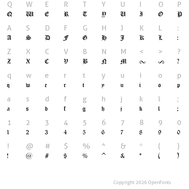 Character Map of Old London Regular