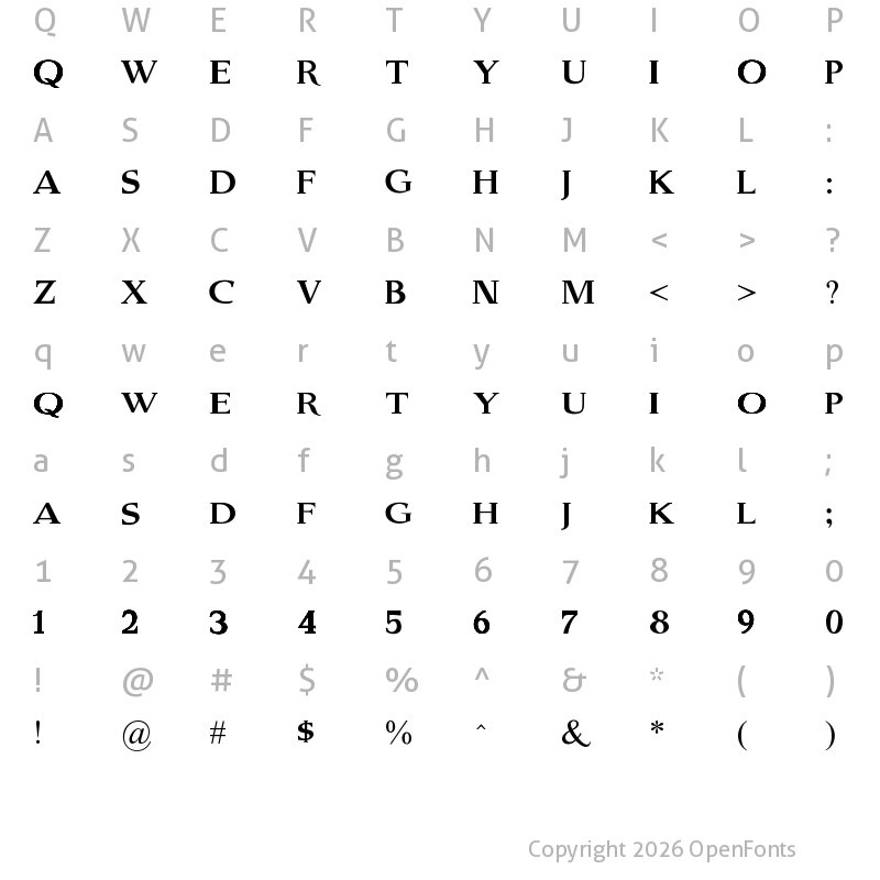 Character Map of Old Serif Gut Regular