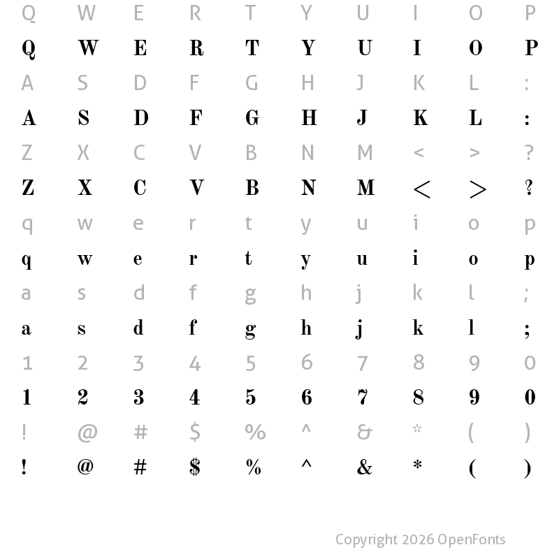 Character Map of Old Standard Bold