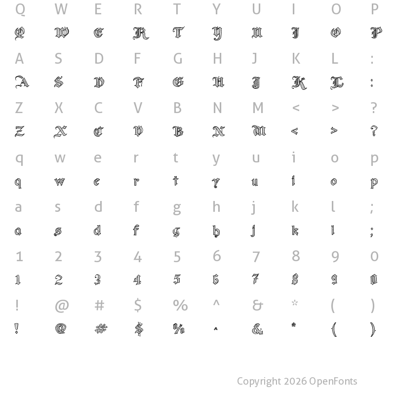 Character Map of Old Wise Sketch Regular