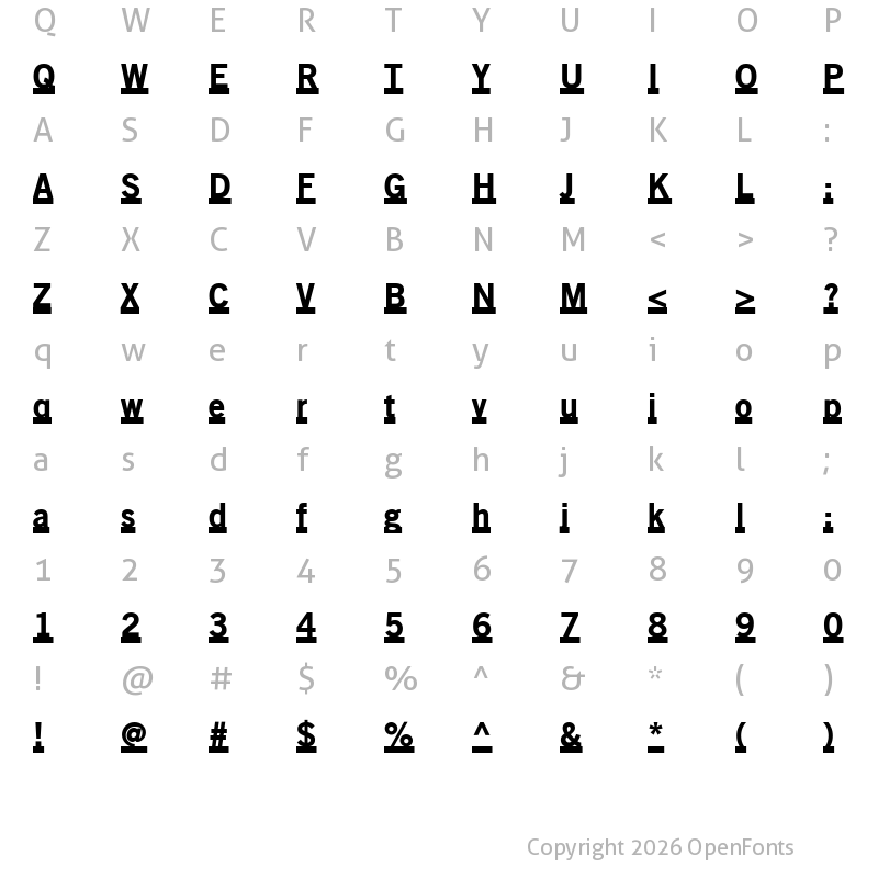 Character Map of OldSansBlackUnderline Regular