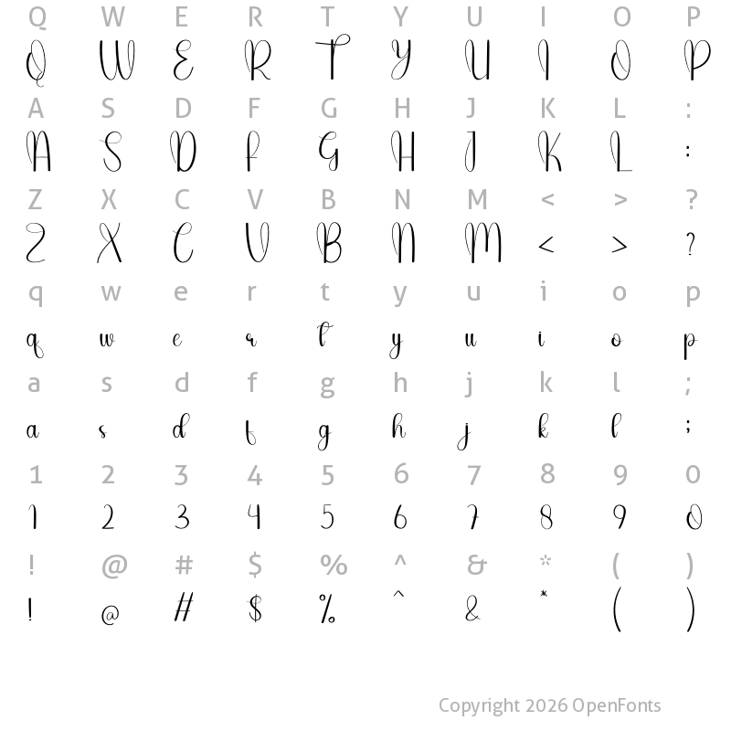 Character Map of Olive Oil Regular