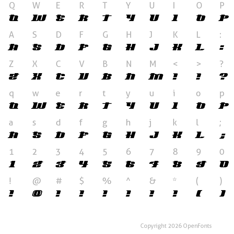 Character Map of Oliver Regular