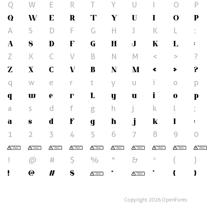 Character Map of Olivia Regular