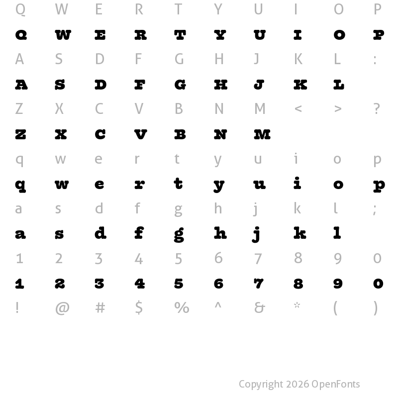 Character Map of Olivita Test Regular
