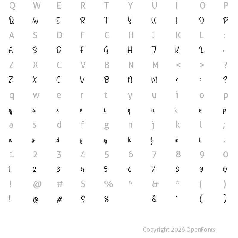 Character Map of Olympica Regular