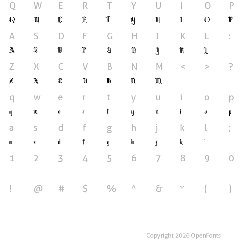 Character Map of Omerta Demo Regular