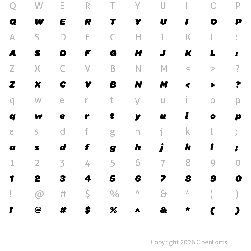 Character Map of OmnesGreek Black Italic