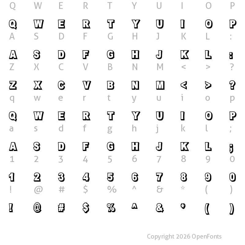 Character Map of OMNIBLACK Outline Regular