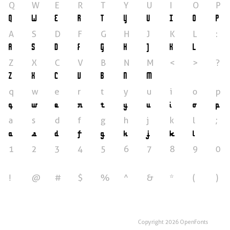 Character Map of onakite Thin