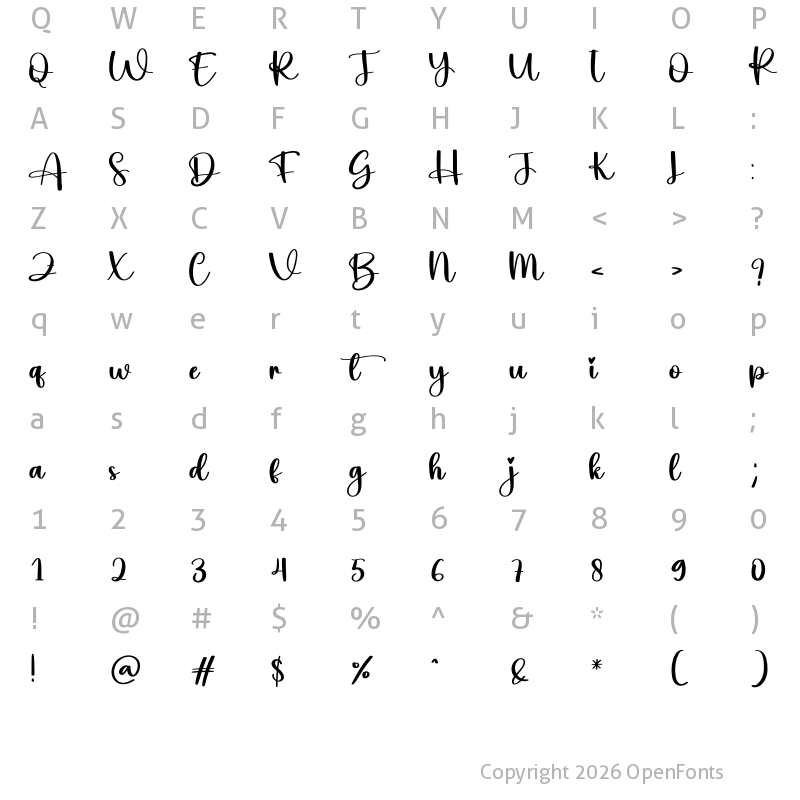 Character Map of Oneday Regular
