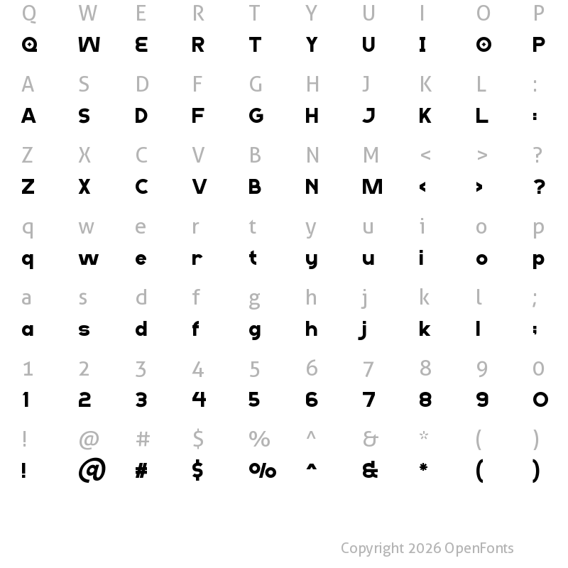 Character Map of Onely Sans Regular