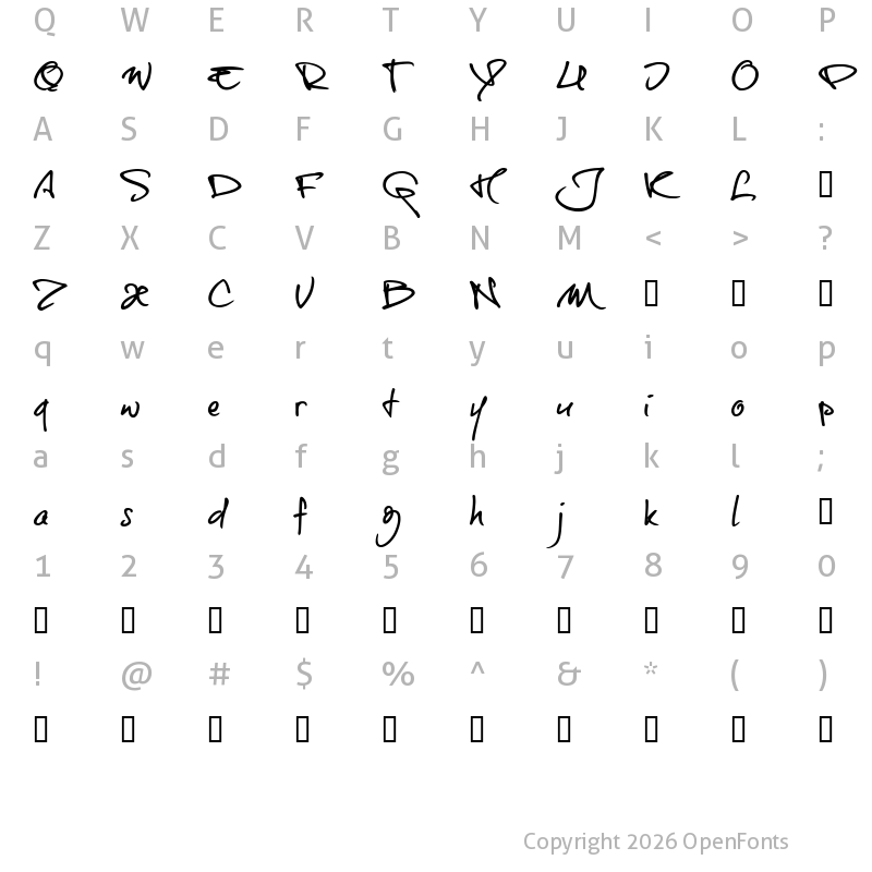 Character Map of onetrickTony trial Regular