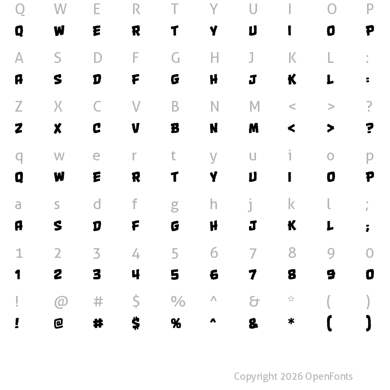 Character Map of OneTwoPunch BB Regular