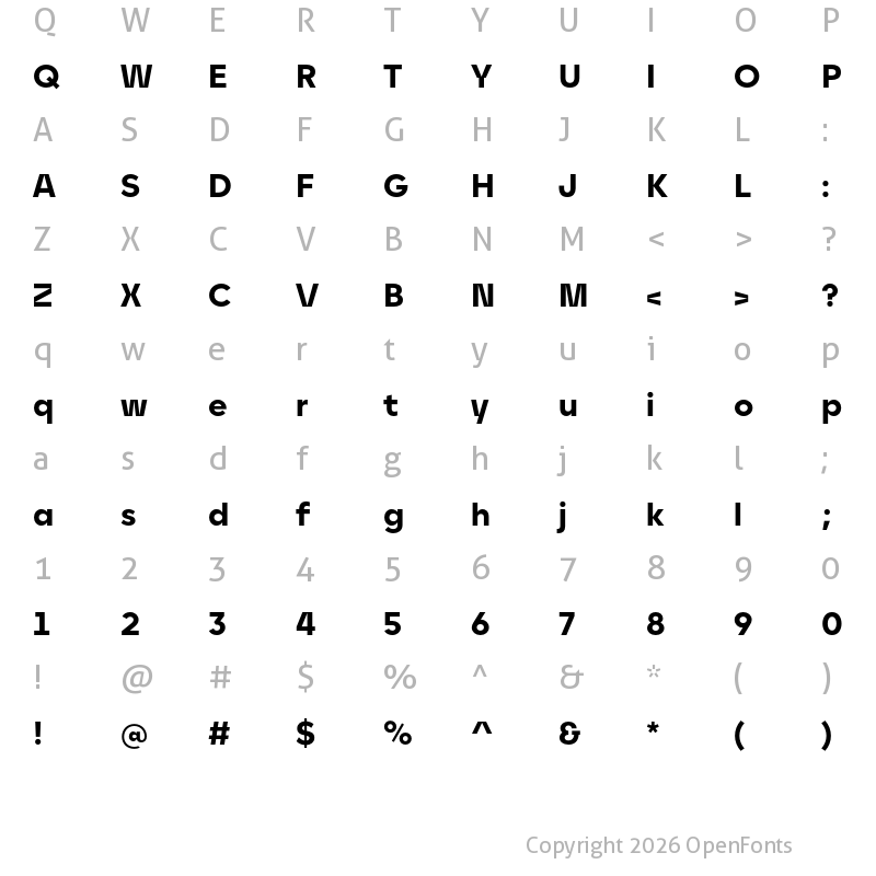 Character Map of Onry Extra Bold