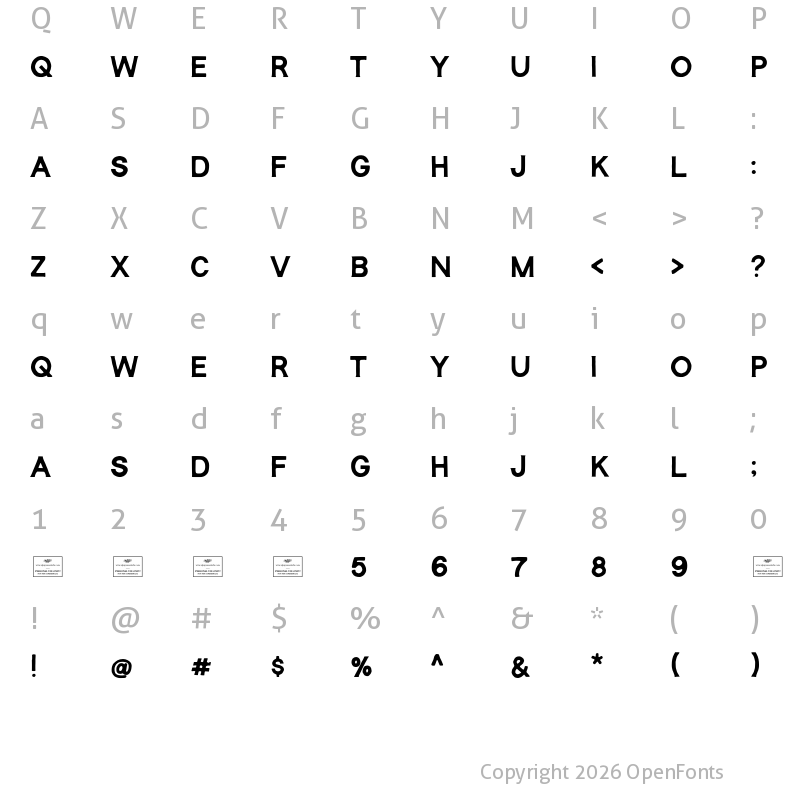 Character Map of Ontario Regular