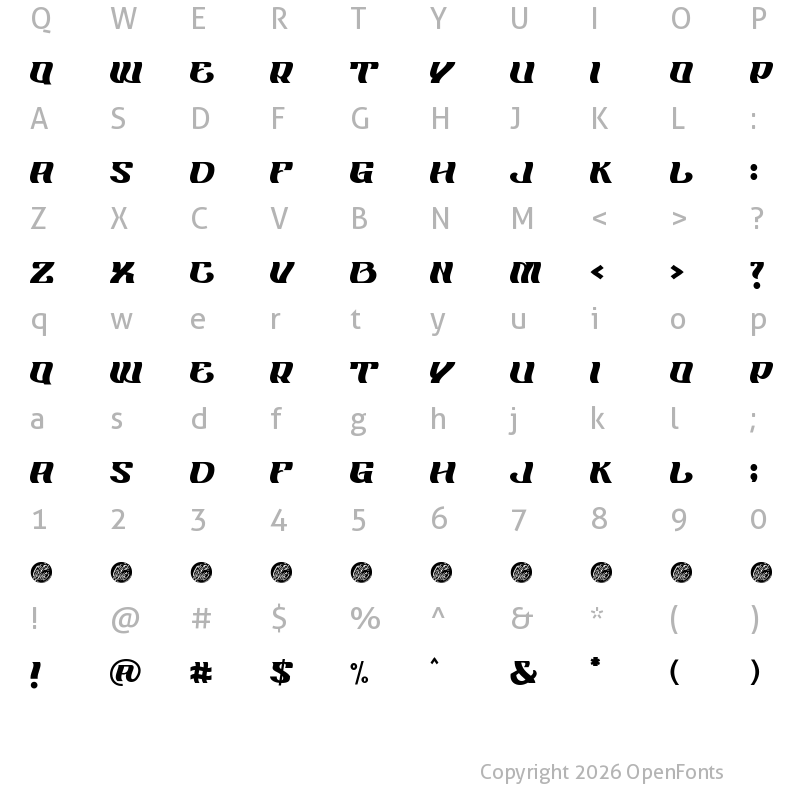 Character Map of ONTHEL Demo Regular