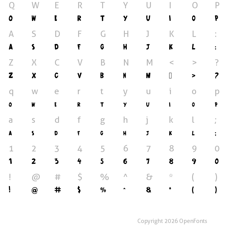 Character Map of Open Season Regular
