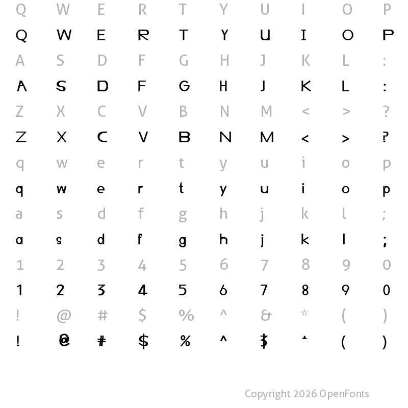 Character Map of Openned Lives Semibold