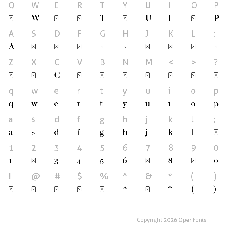 Character Map of Operetta8-Medium ?