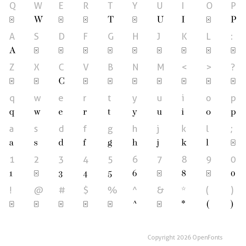 Character Map of Operetta8-Regular ?