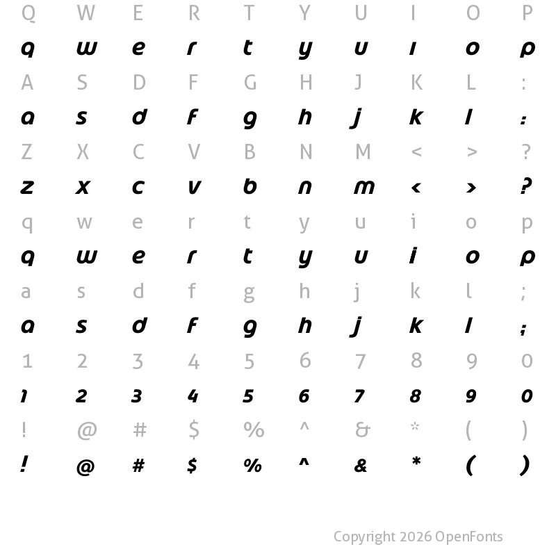 Character Map of Opet Tr Regular