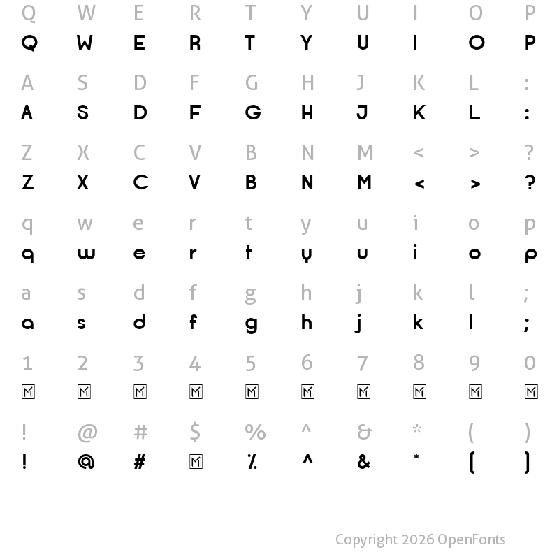 Character Map of Opificio Bold