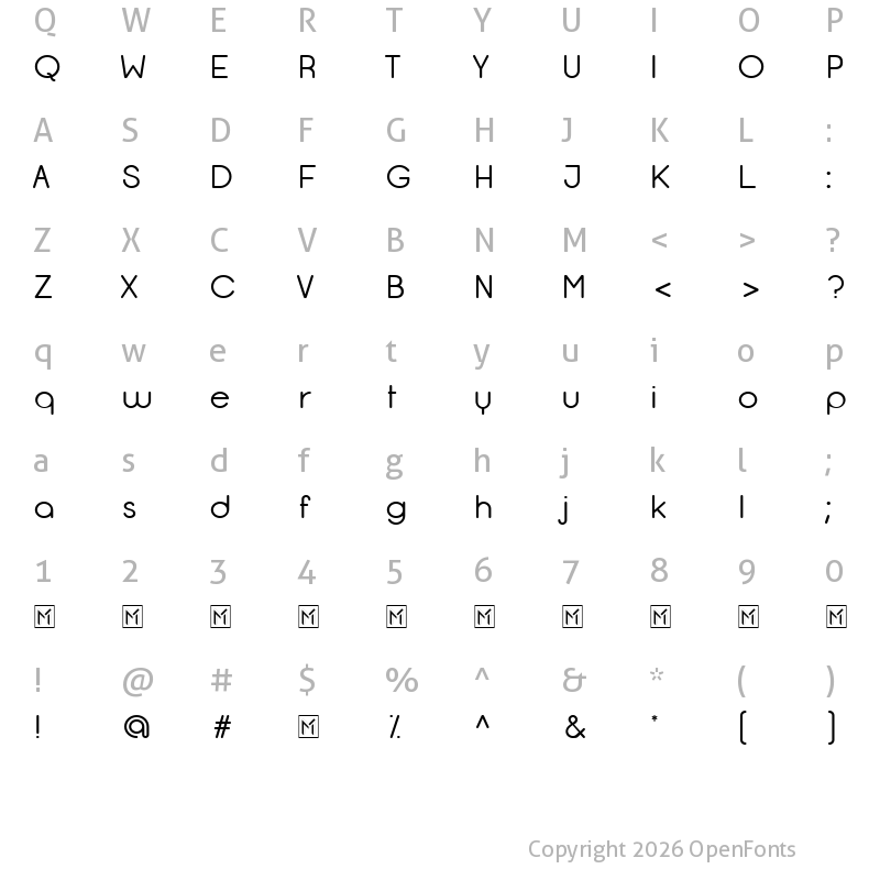 Character Map of Opificio Regular-Rounded