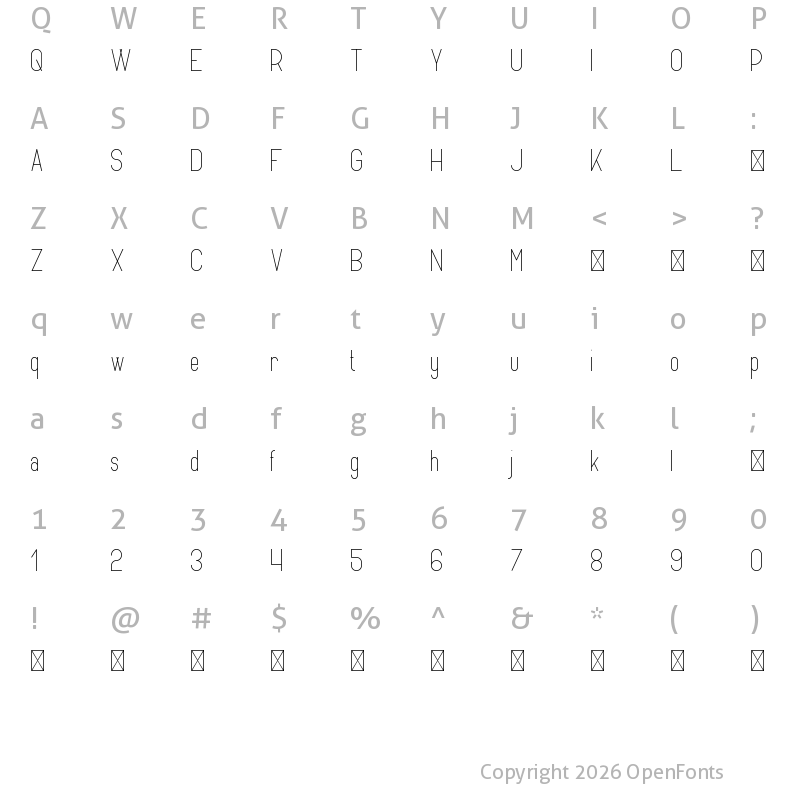 Character Map of Opinio Regular