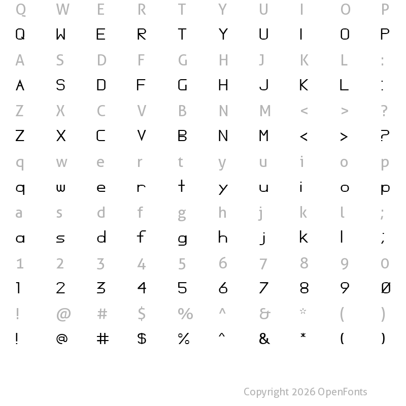 Character Map of Opossum Regular