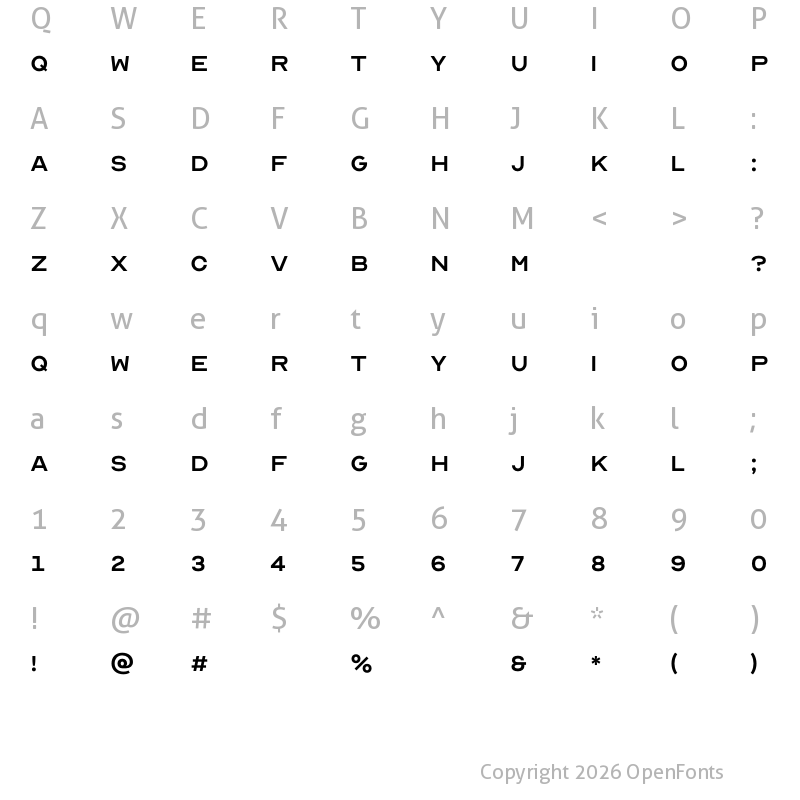 Character Map of Optician Sans Regular