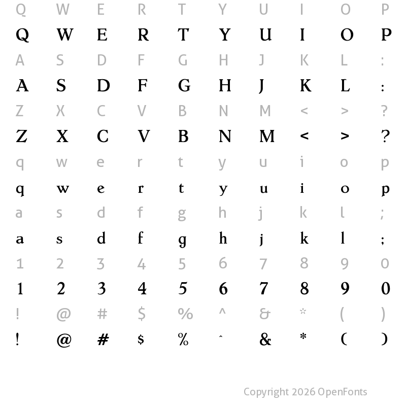 Character Map of OPTIHollandseMediumAgency Regular