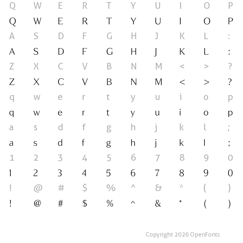 Character Map of OptimaModoki Regular