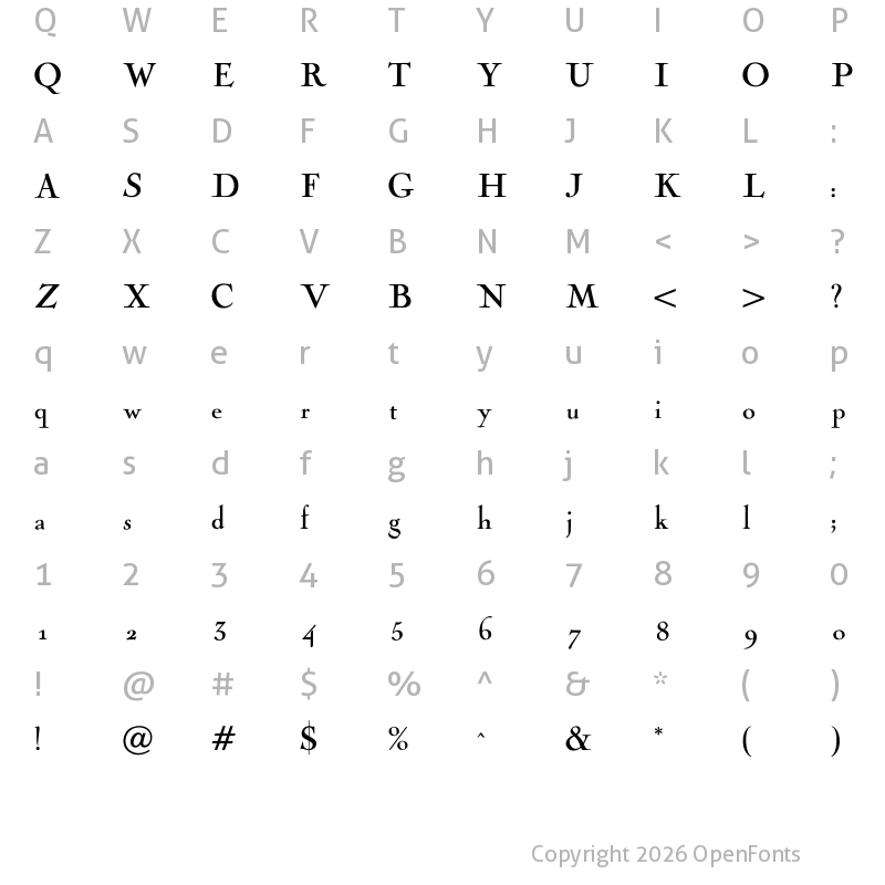Character Map of OPTINaval Regular