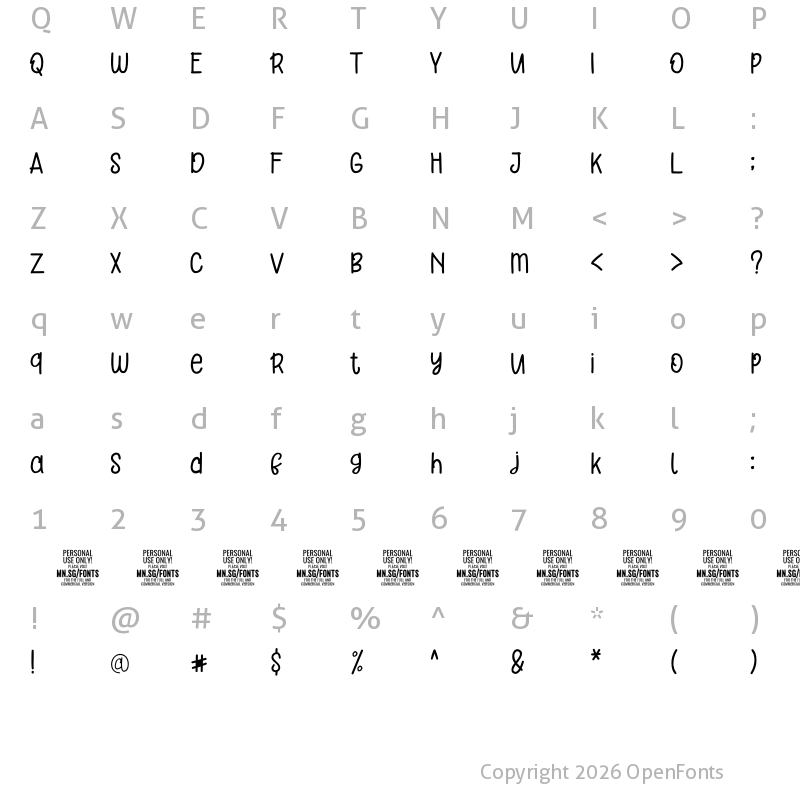 Character Map of Orange Cats PERSONAL USE ONLY Thin