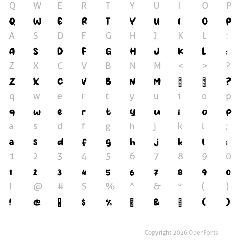 Character Map of Orange Days Regular