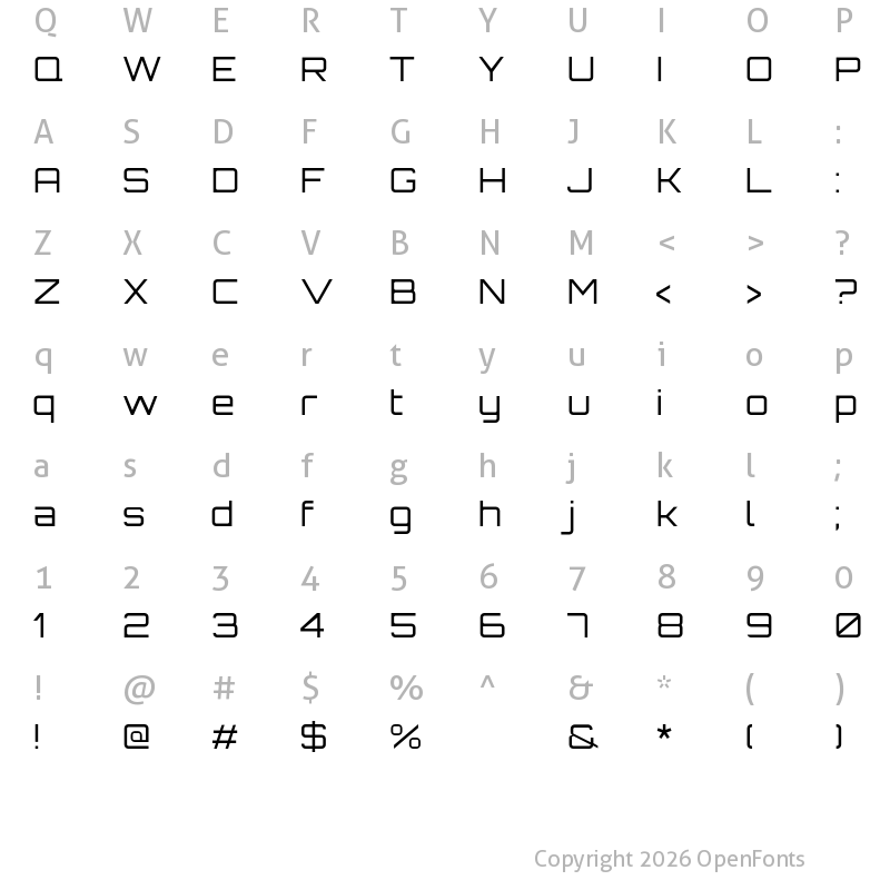 Character Map of Orbitron Light