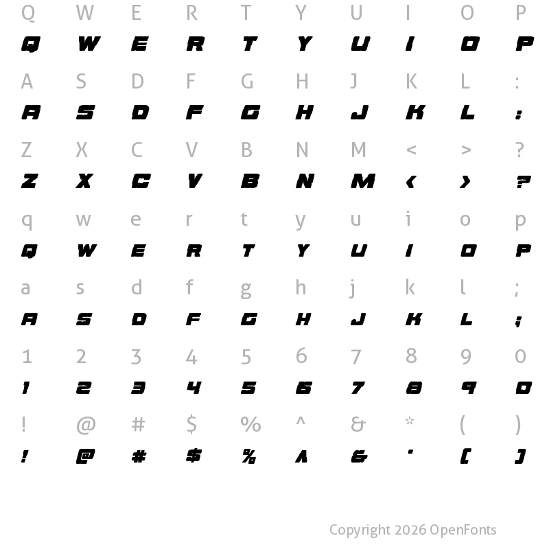 Character Map of Ore Crusher Bold Italic Bold Italic