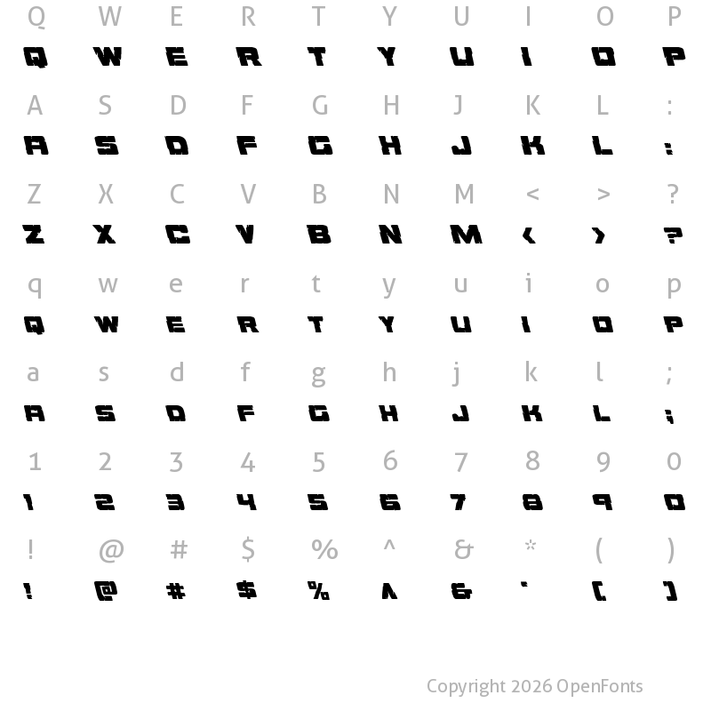 Character Map of Ore Crusher Leftalic Italic