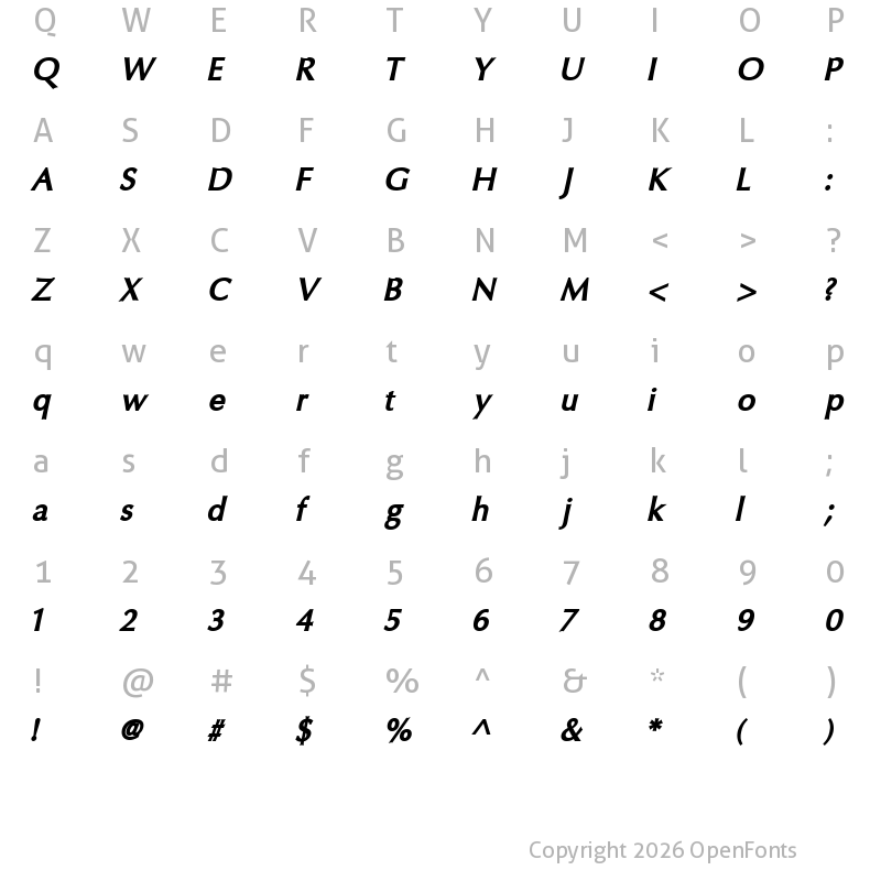 Character Map of Oregon LDO Black Oblique