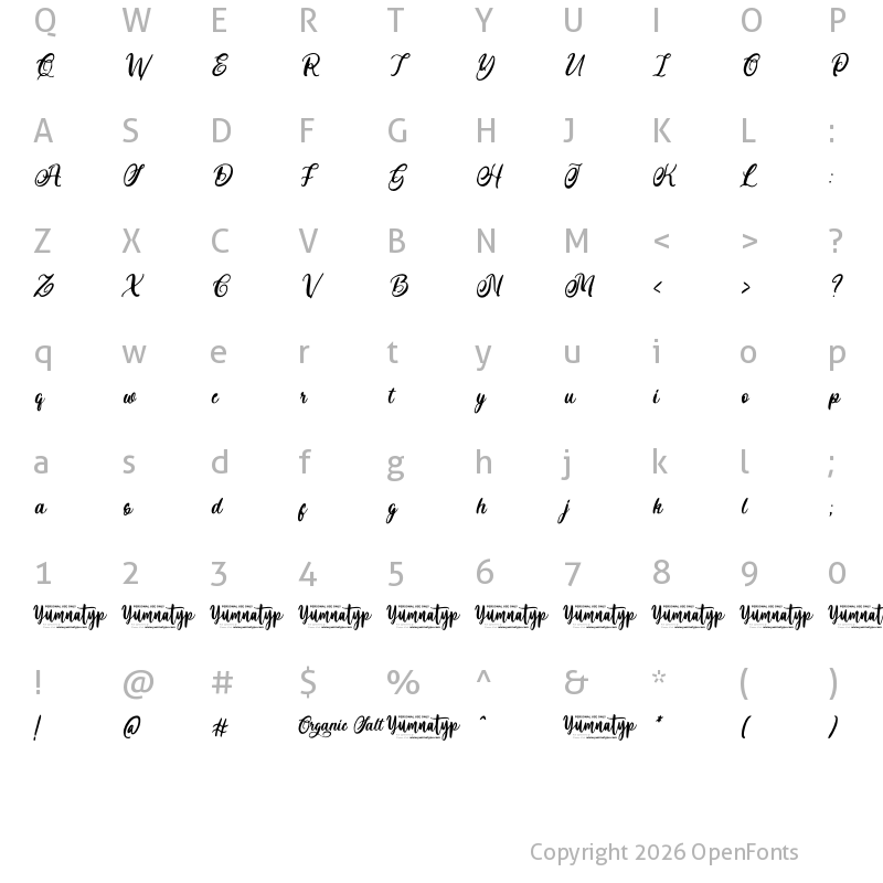 Character Map of Organic Salt Personal Use Regular