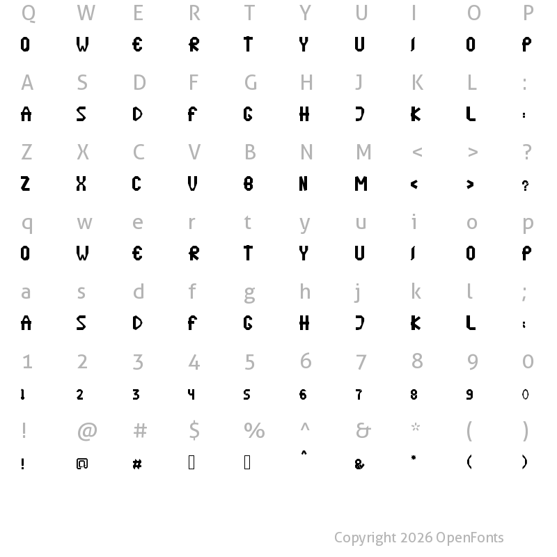 Character Map of origamen Regular