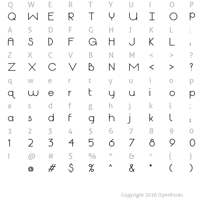 Character Map of Origin Bold