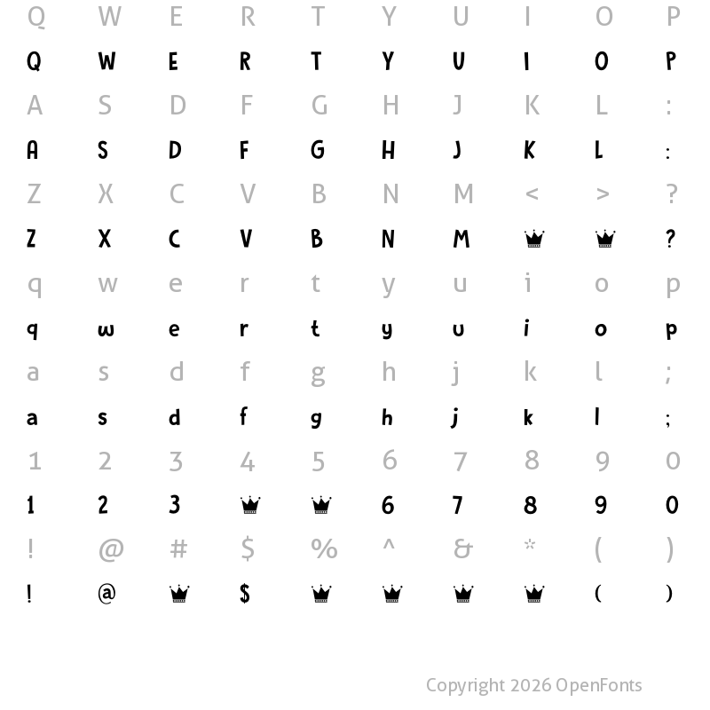 Character Map of Original Quality DEMO Regular